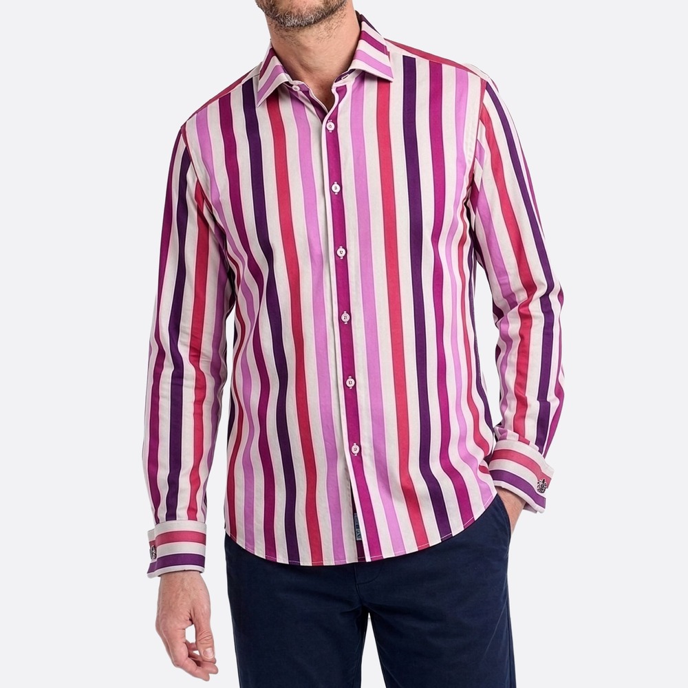 Duncan Quinn 100%‎ Cotton French Cuff Shirt 15 Striped Luxury Designer